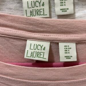 (2) Lucy & Laurel Pink and Gray 3/4 Sleeve cotton Top